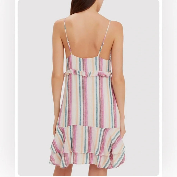 ! RAILS Martina Avila Striped Linen Blend Lurex Ruffle Baby Doll Cami Mini… - Picture 3 of 7